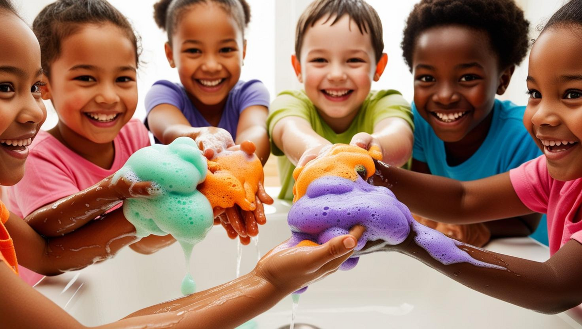 Non-toxic, Colorful Foaming Hand Soap for Kids. Orange Foam. Sweet Orange Scented