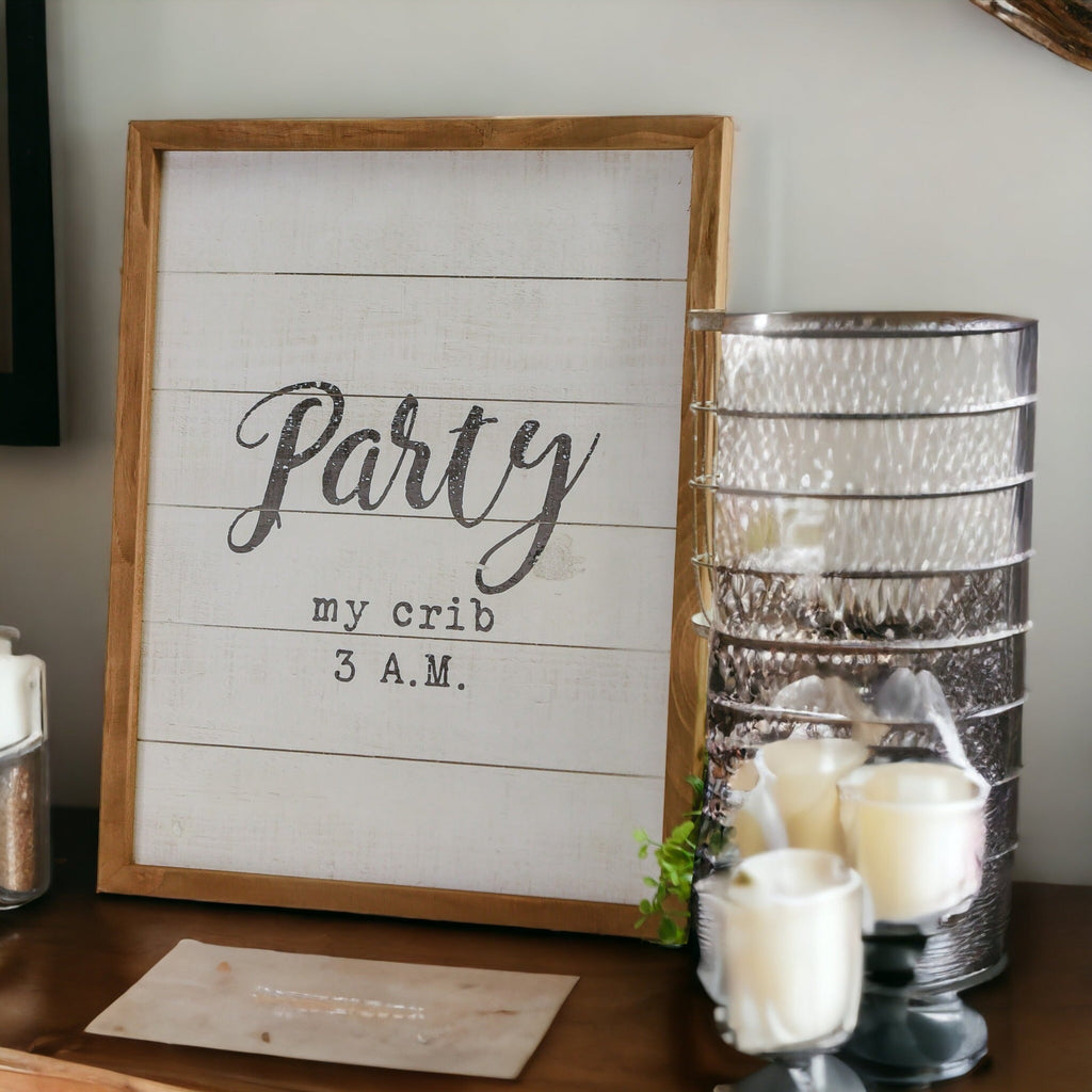 Rustic Wooden Nursery Sign Crib Party Party My Crib 3 AM Baby Shower Gift Handmade 16 x 20