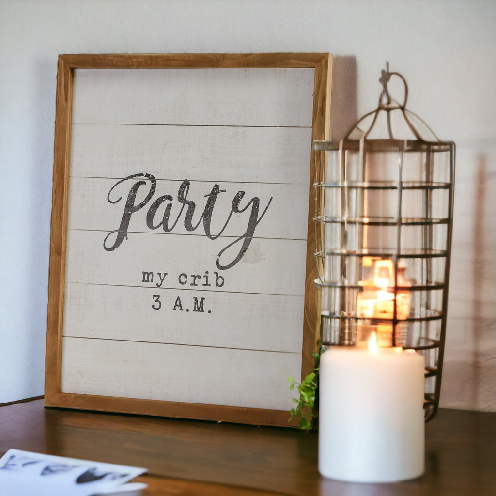 Rustic Wooden Nursery Sign Crib Party Party My Crib 3 AM Baby Shower Gift Handmade 16 x 20