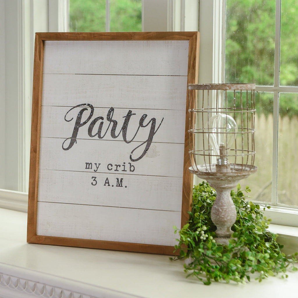 Rustic Wooden Nursery Sign Crib Party Party My Crib 3 AM Baby Shower Gift Handmade 16 x 20