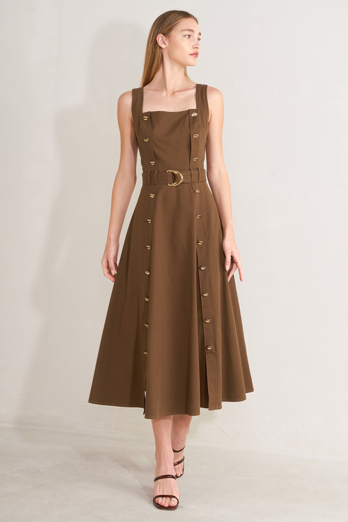 SWEET SIENNA WOVEN MIDI DRESS