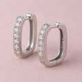 925 Sterling Silver Rectangular Hoop Earrings - Hypoallergenic & Elegant for All Ages