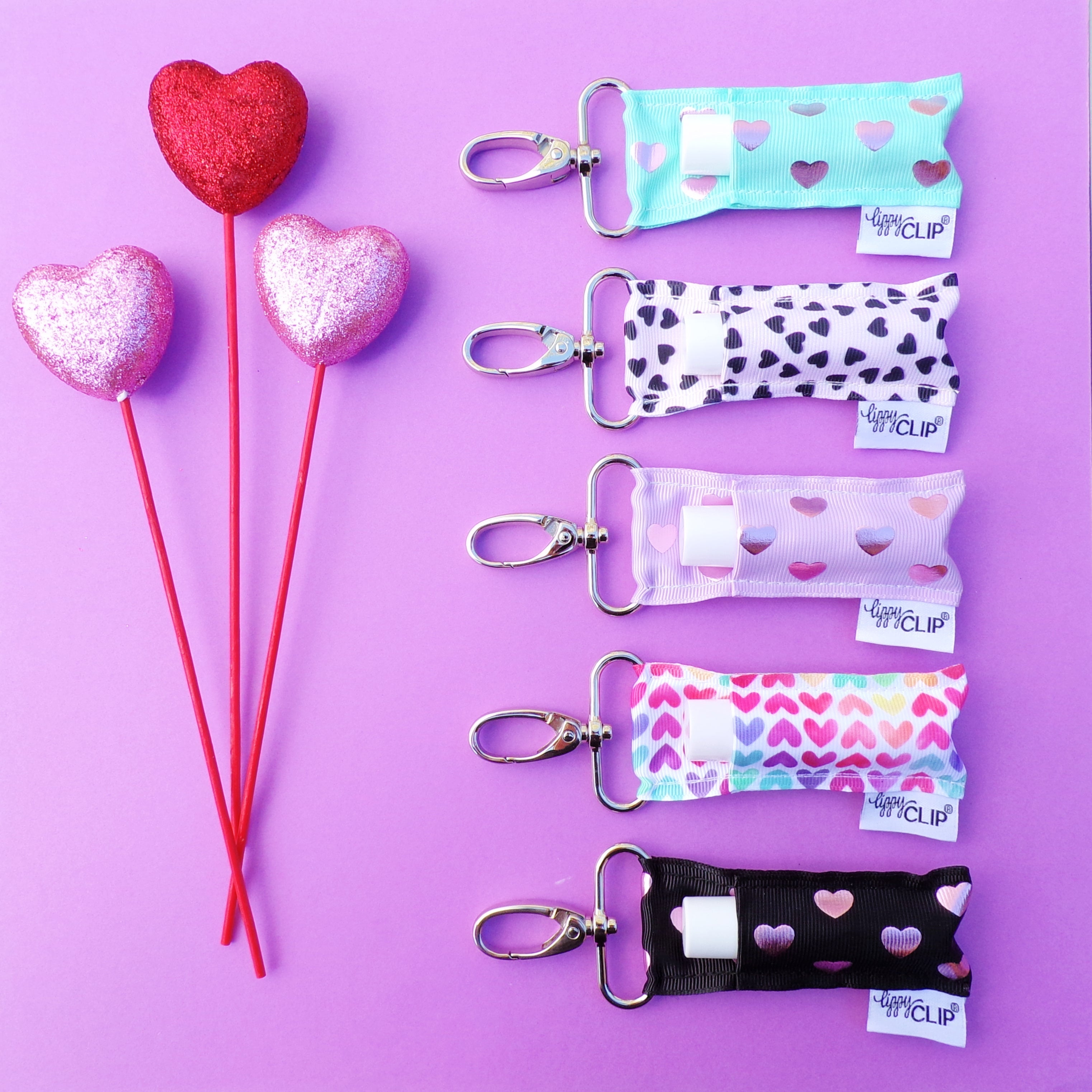 Pink Hearts on Pink LippyClip® Lip Balm Holder