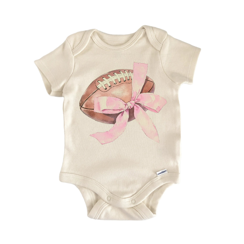 Football Pink Bow Newborn Baby Bodysuit