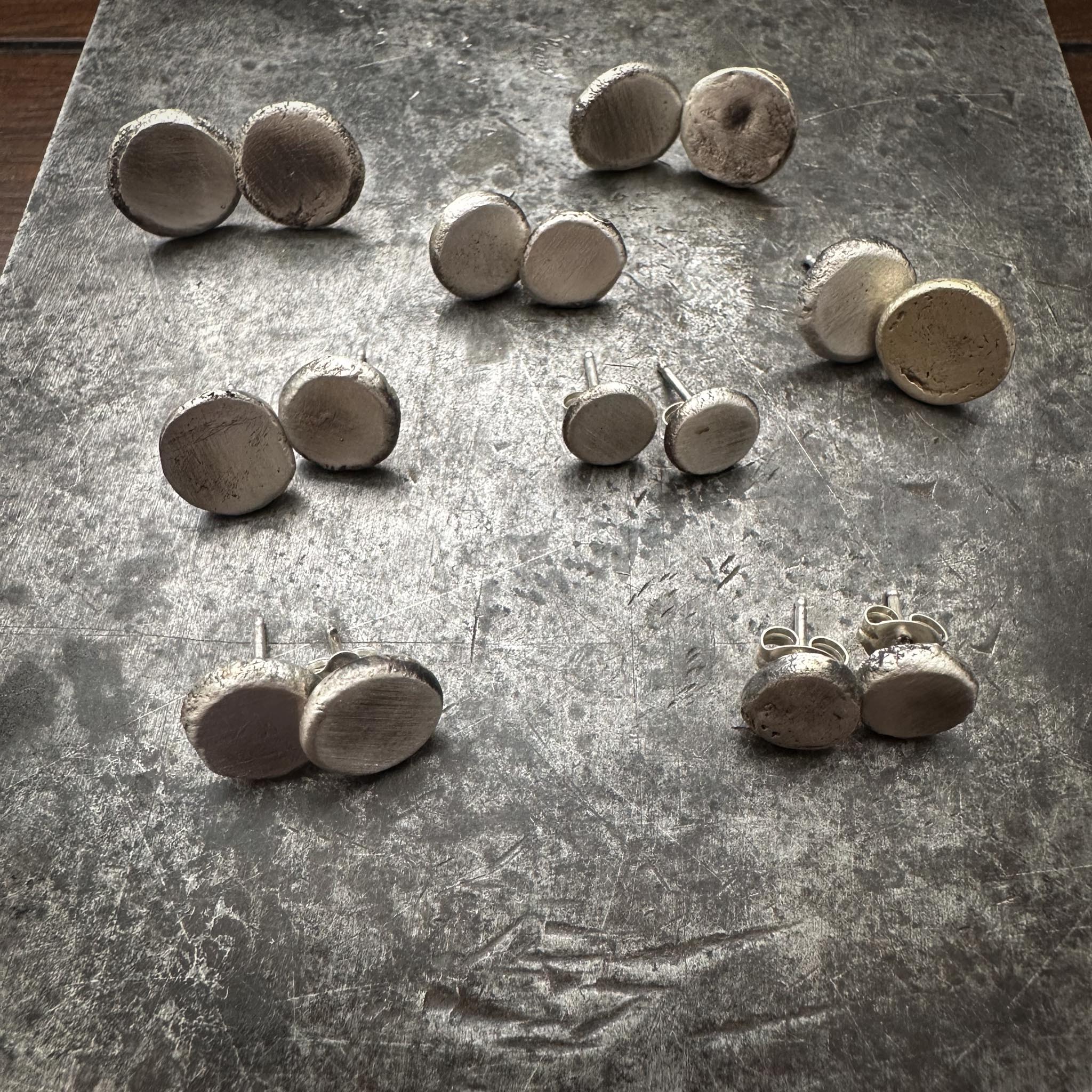 Recycled Sterling Silver Minimalist Studs | River Pebble Stud Earrings | Everyday Jewelry
