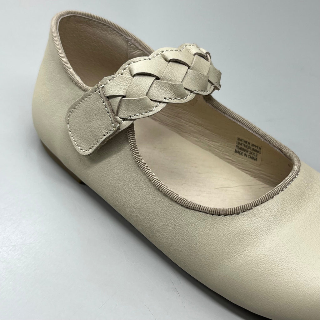 OLD SOLES Lady Plat Braided Strap Leather Shoe Kid’s Sz 28 US 11 Cream #817