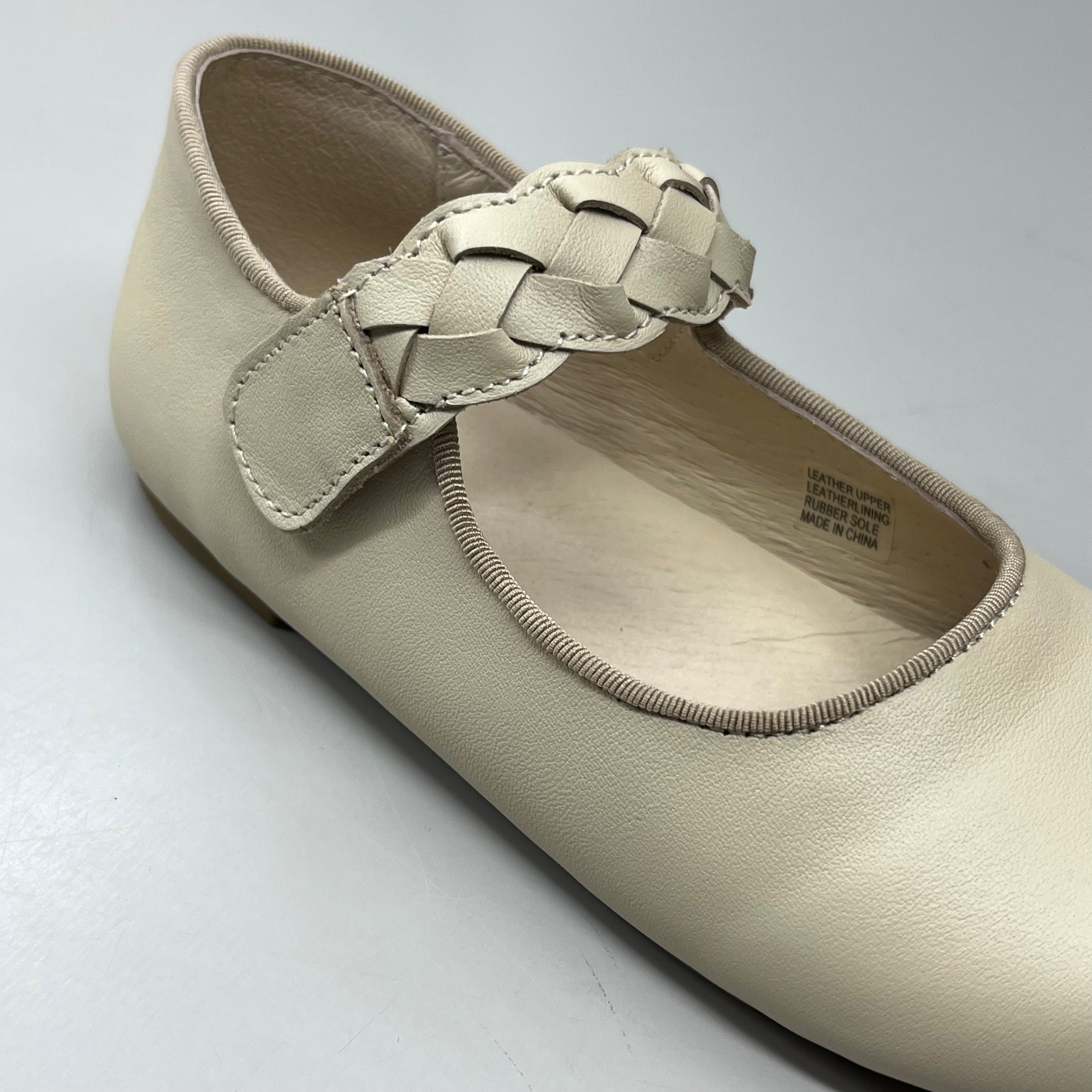 OLD SOLES Lady Plat Braided Strap Leather Shoe Kid’s Sz 28 US 11 Cream #817
