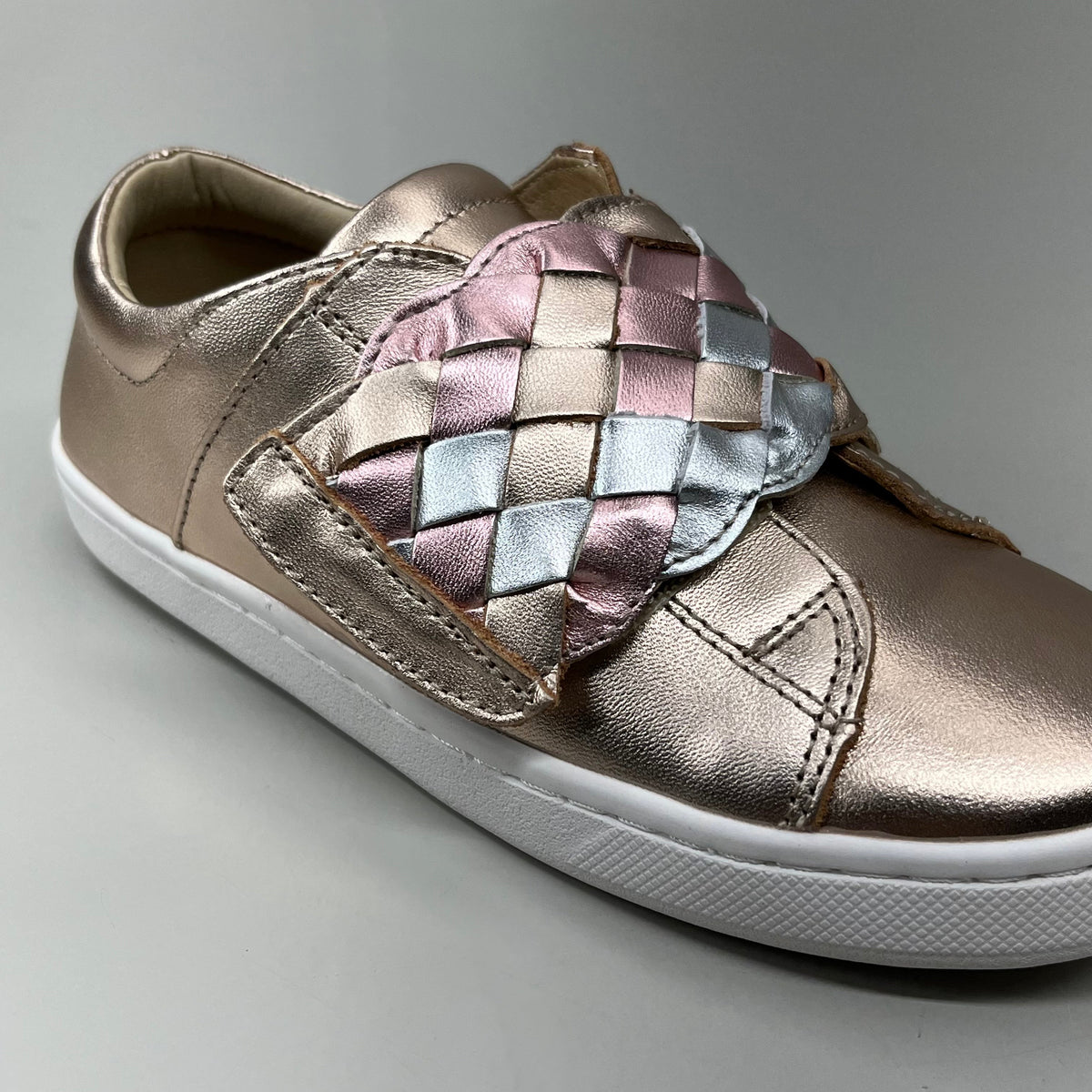 OLD SOLES Igster Sneakers Kid's Leather Shoe Sz 22 US 6 Copper/Silver/Pink Frost #6132