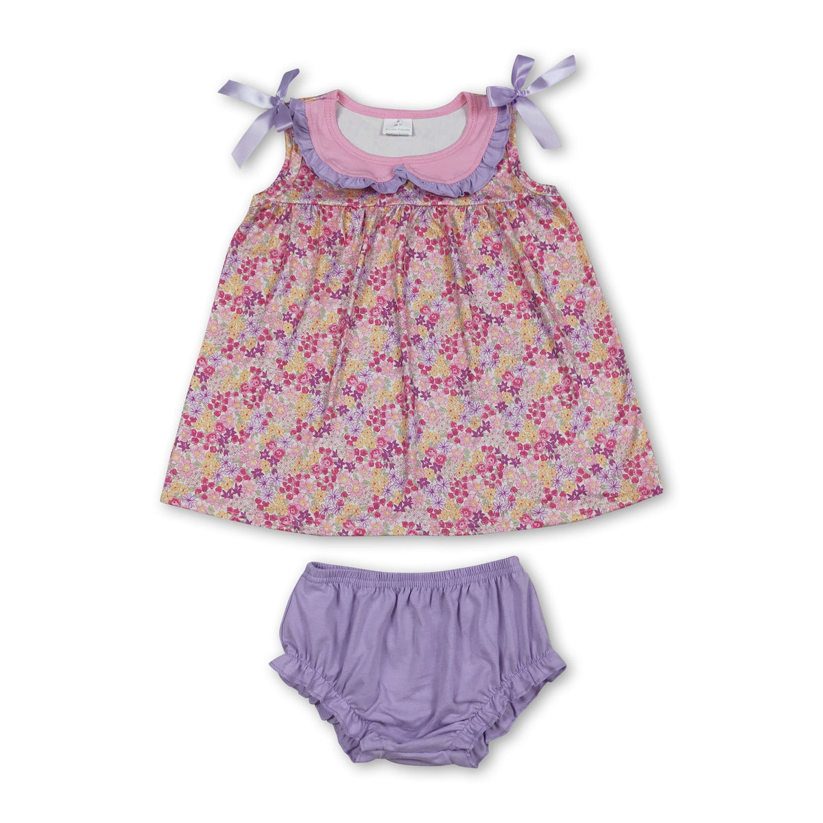 Sleeveless floral tunic bummies baby girls summer clothes