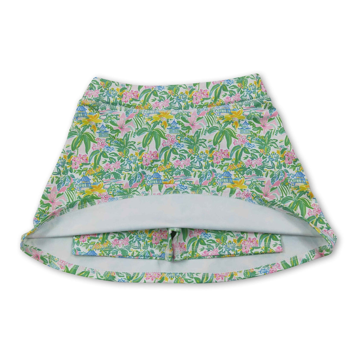 Pink yellow floral kids girls summer active skirt