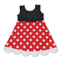 Sleeveless polka dots mouse kids girls scallop dress