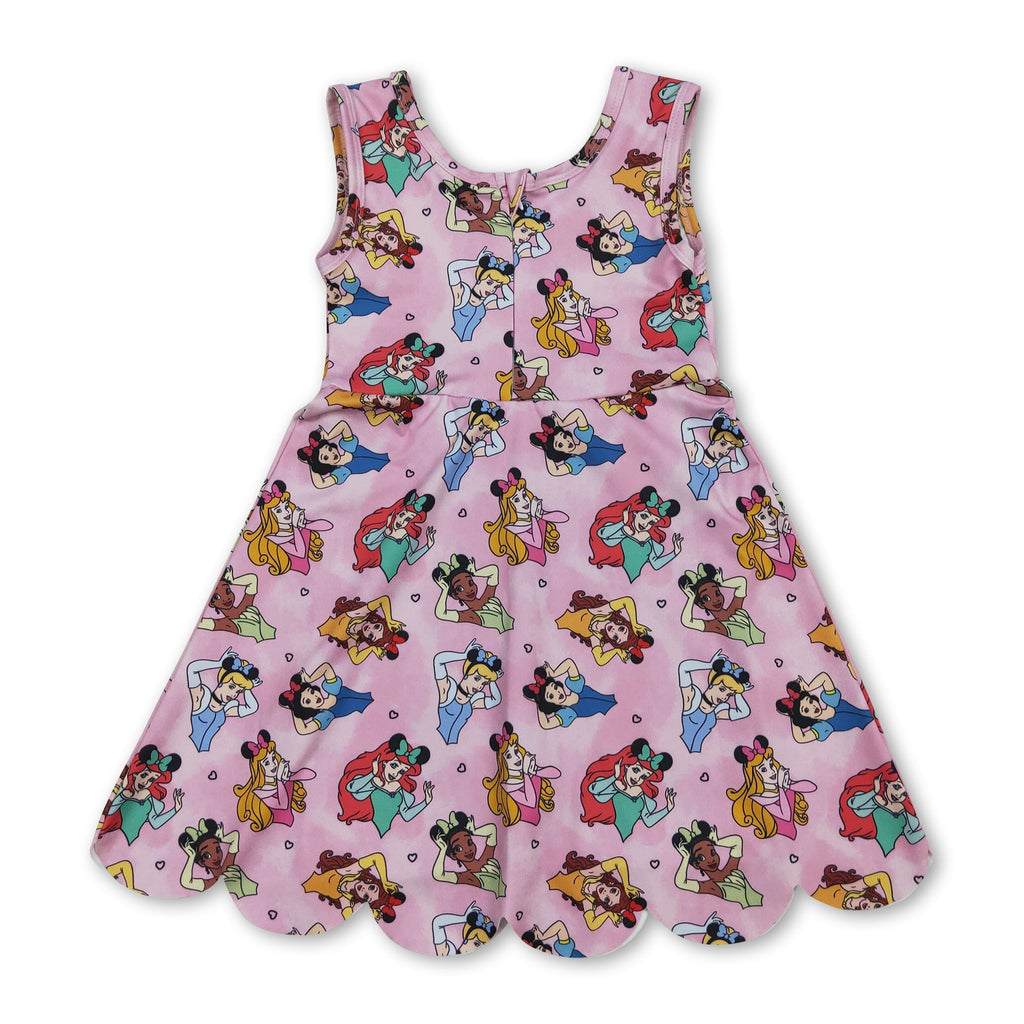 Sleeveless pink princess kids girls summer athletic dress