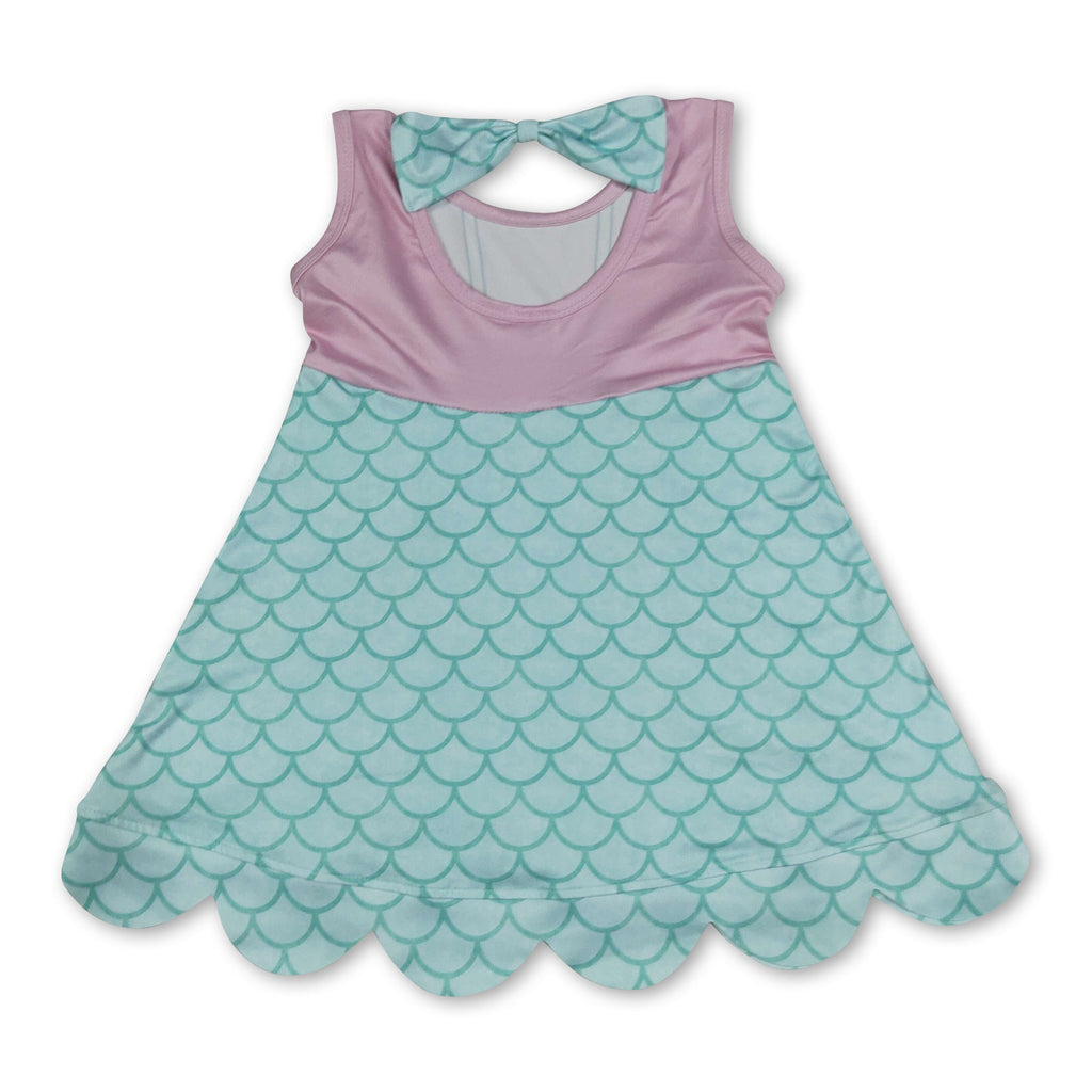 Sleeveless lavender bow princess kids girls summer dress