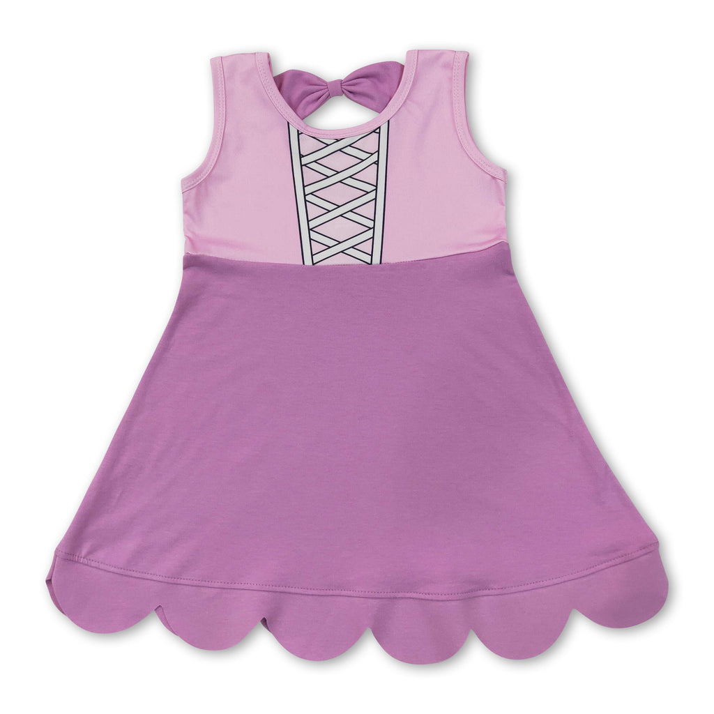 Sleeveless pink princess kids girls summer dress