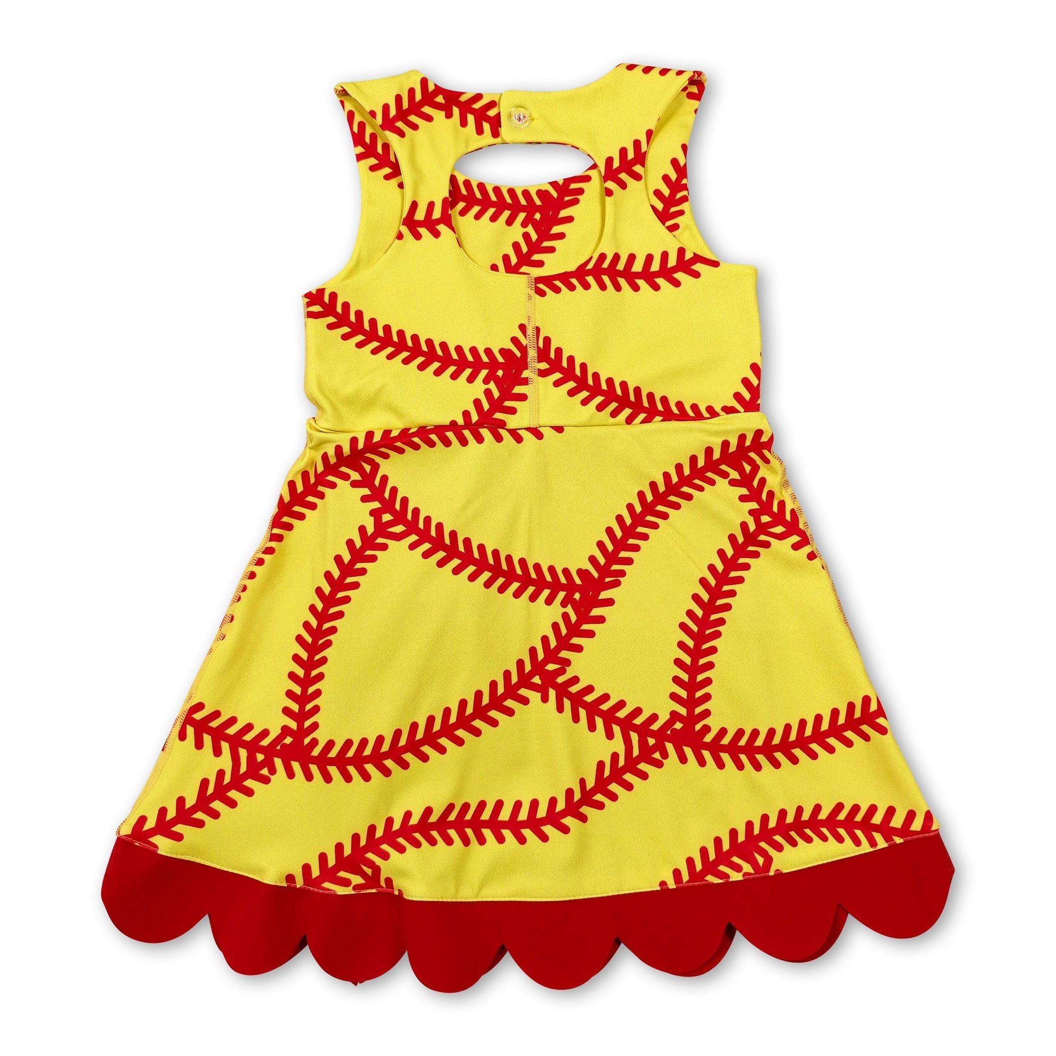 Sleeveless softball bow scallop girls athletic dresses