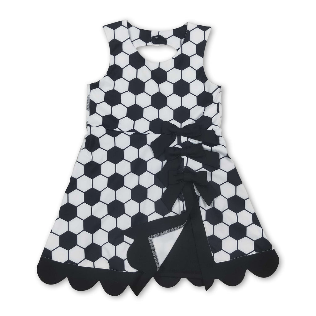 Sleeveless soccer bow kids girls athletic dresses