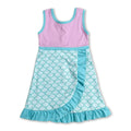 Sleeveless mermaid scale scallop princess girls athletic dress