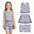 Sleeveless grey camo top skirt girls summer active set