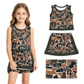 Sleeveless camo top skirt girls summer active wear set