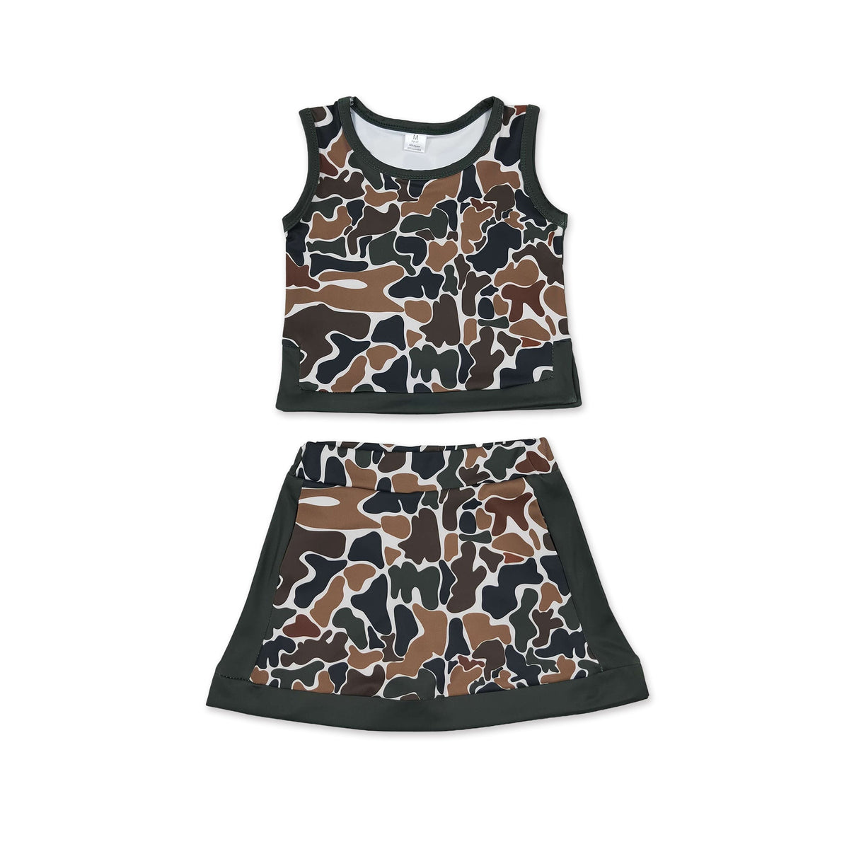Sleeveless camo top skirt girls summer active wear set