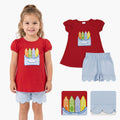 Red crayon top scallop shorts girls back to school outfits
