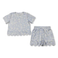 Short sleeves floral scallop pullover shorts girls outfits