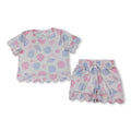Short sleeves scallop shell bow girls summer outfits