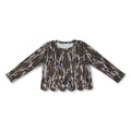 Long sleeves olive camo scallop kids girls top