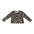 Long sleeves brown camo scallop kids girls top