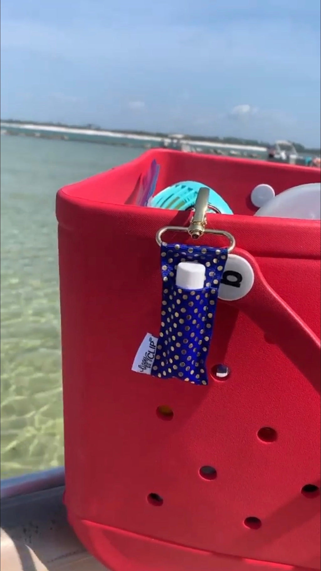 Gold Dots on Royal LippyClip® Lip Balm Holder