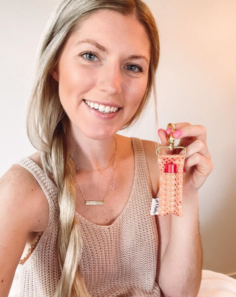 Gold Dots on Peach LippyClip® Lip Balm Holder