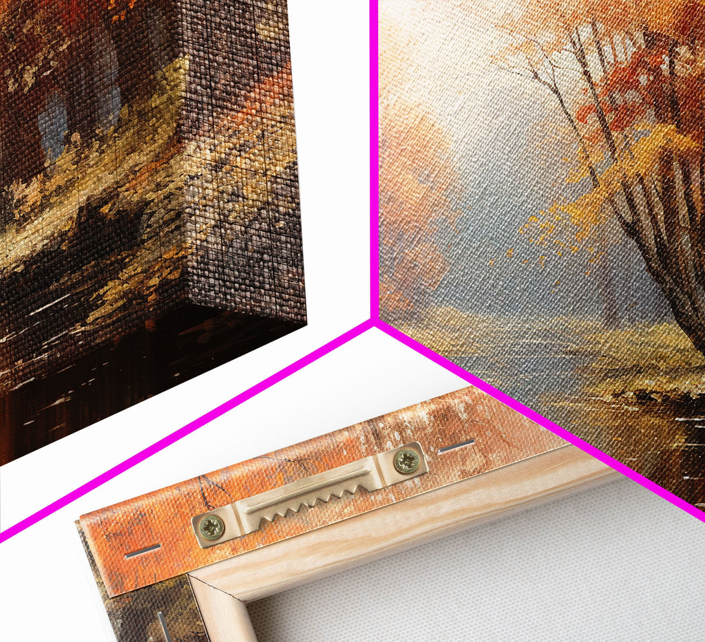 Beautiful Fall Landscape Painting Framed Canvas Print, Fall Decor, Thanksgiving Decor, Autumn Decor, Home Decor, Fall Decorations