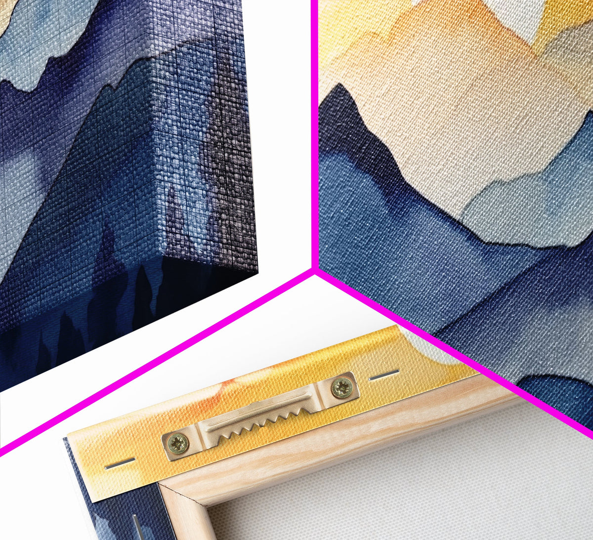 Midcentury Modern Watercolor Painting of a Mountain Sunset, Large Canvas Print, Mountain Artwork, Guest Room Art, Mountain Print, Panoramic