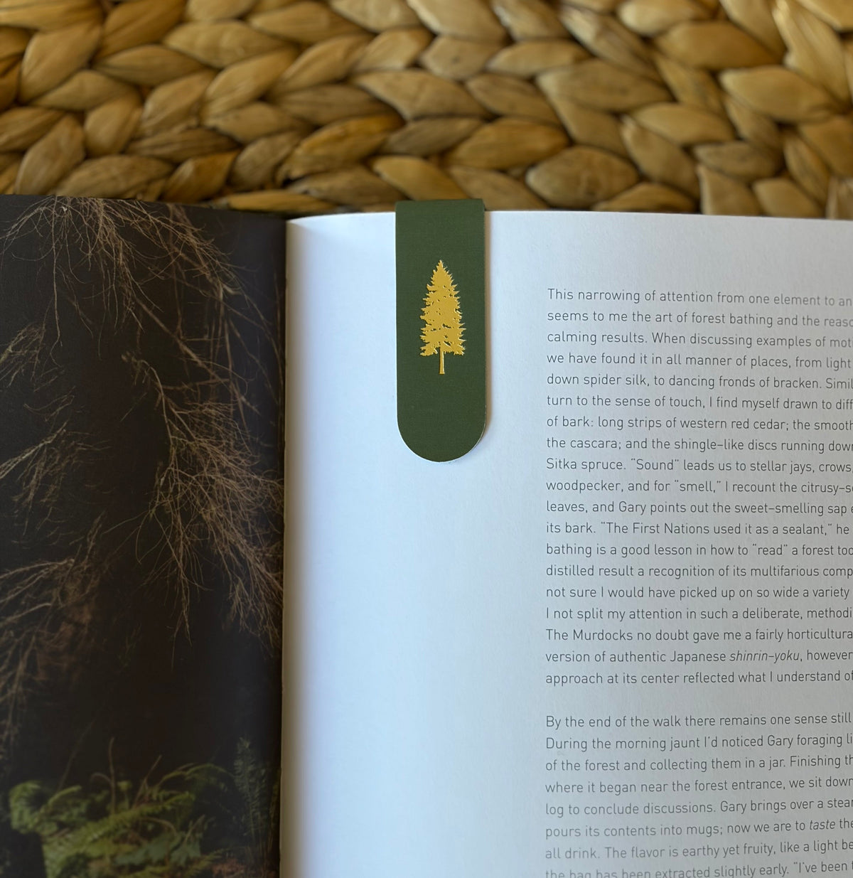 Blue Spruce Tree Gold Foil Magnetic Bookmark | Forest Gift
