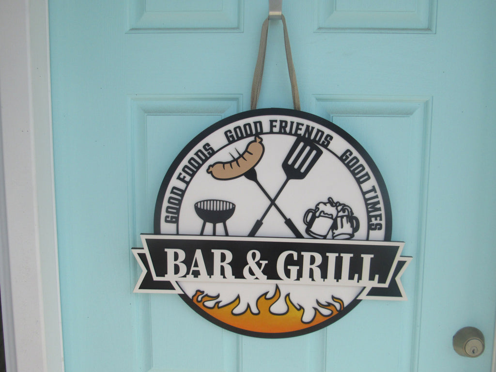 Bar & Grill Sign for Patio, Backyard & Outdoor Kitchen Decor