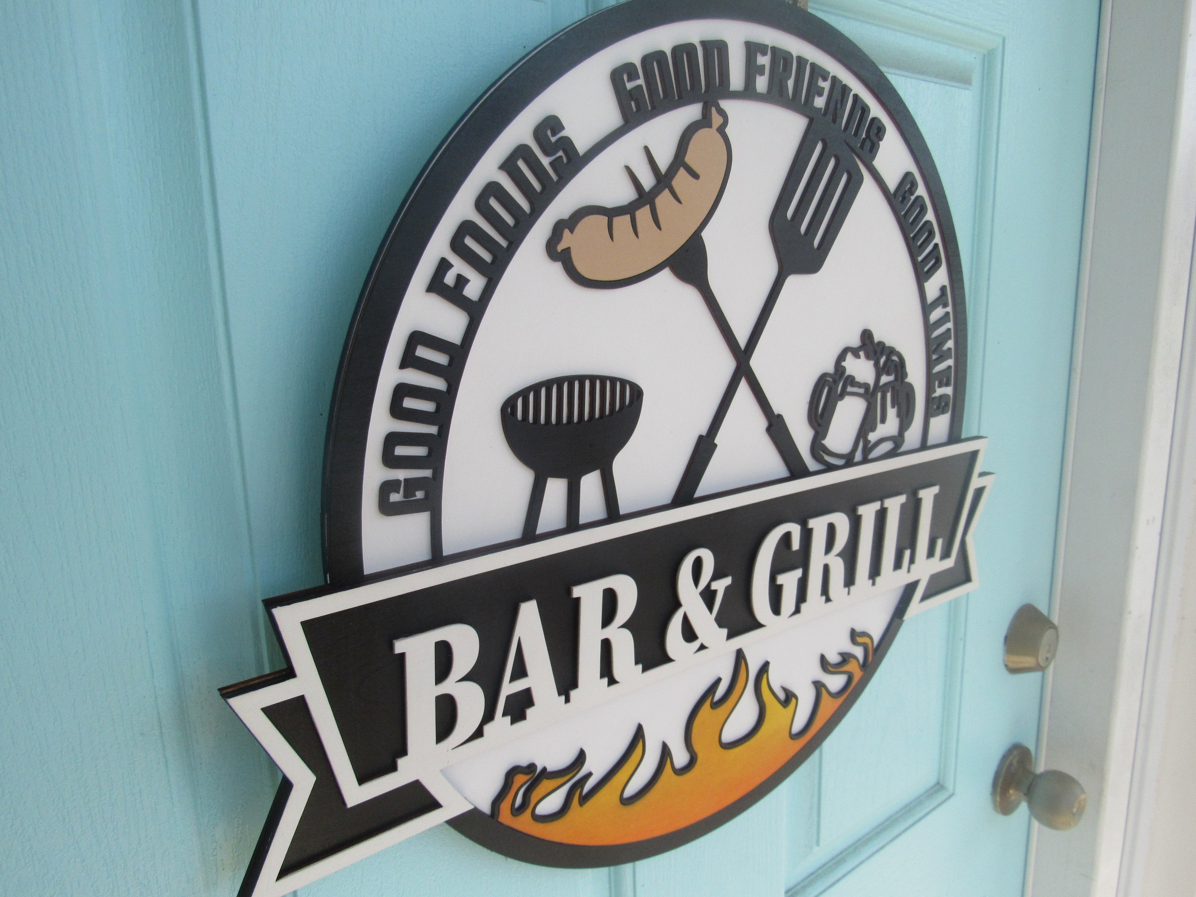 Bar & Grill Sign for Patio, Backyard & Outdoor Kitchen Decor