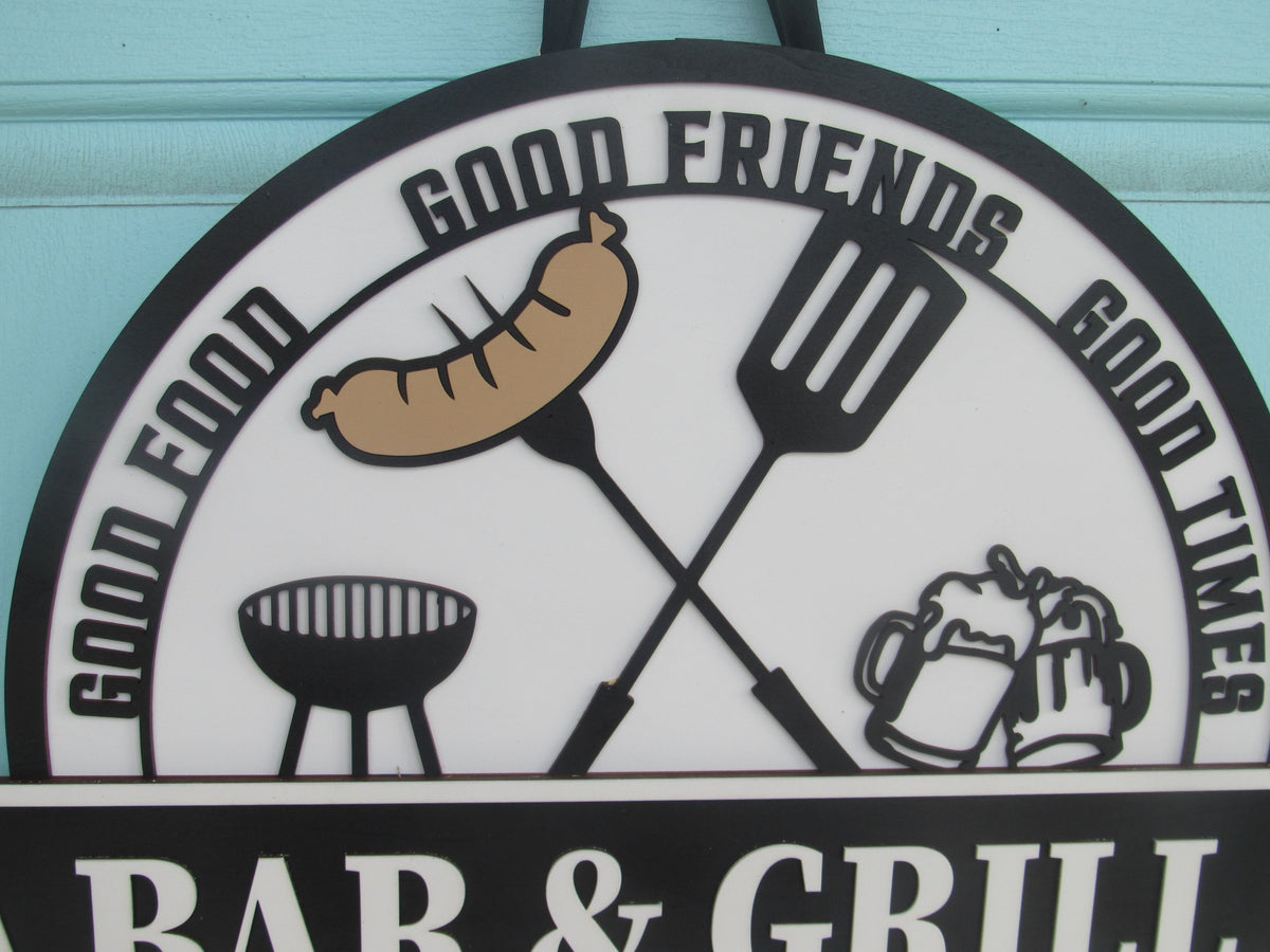 Bar & Grill Sign for Patio, Backyard & Outdoor Kitchen Decor