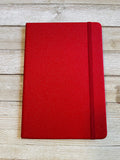 Red Sparkly Faux Leather Glitter Lined Rainbow Hardcover Notebook