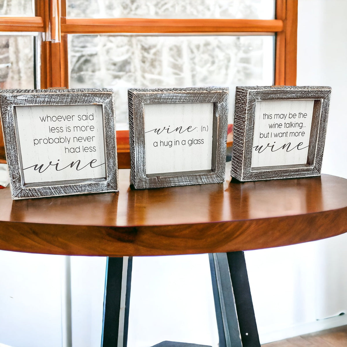Wine Kitchen Sign 5x5 Thick Framed Wooden Bar Label Sign For Wine Lovers