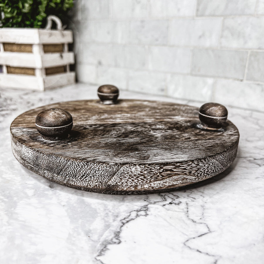 Rustic Handmade Wooden Stand Tray - Display Base, Candle And Soap Holder