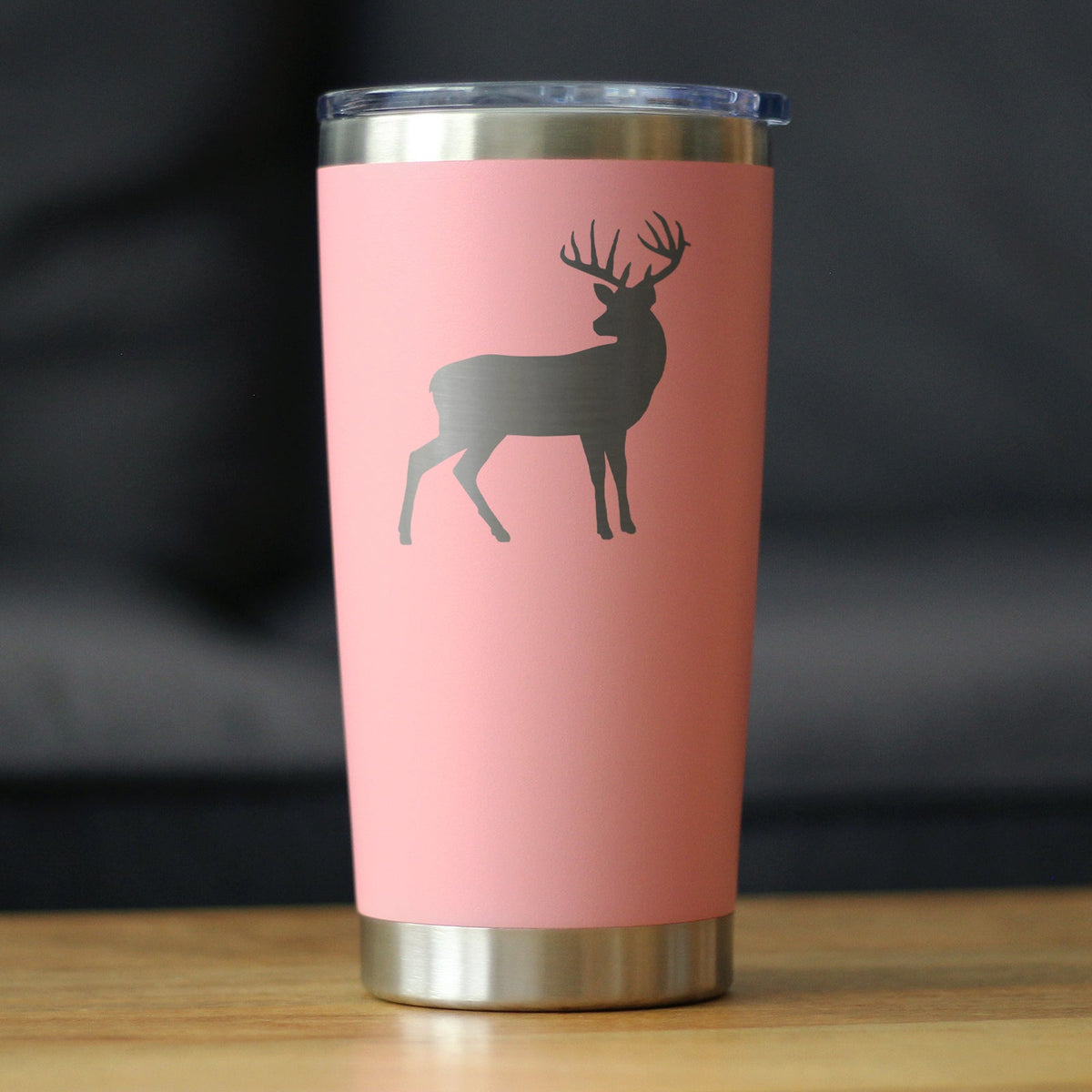 Deer Silhouette - Insulated Coffee Tumbler Cup with Sliding Lid - Stainless Steel Travel Mug - Rustic Outdoors Gifts and Decor for Women and Men