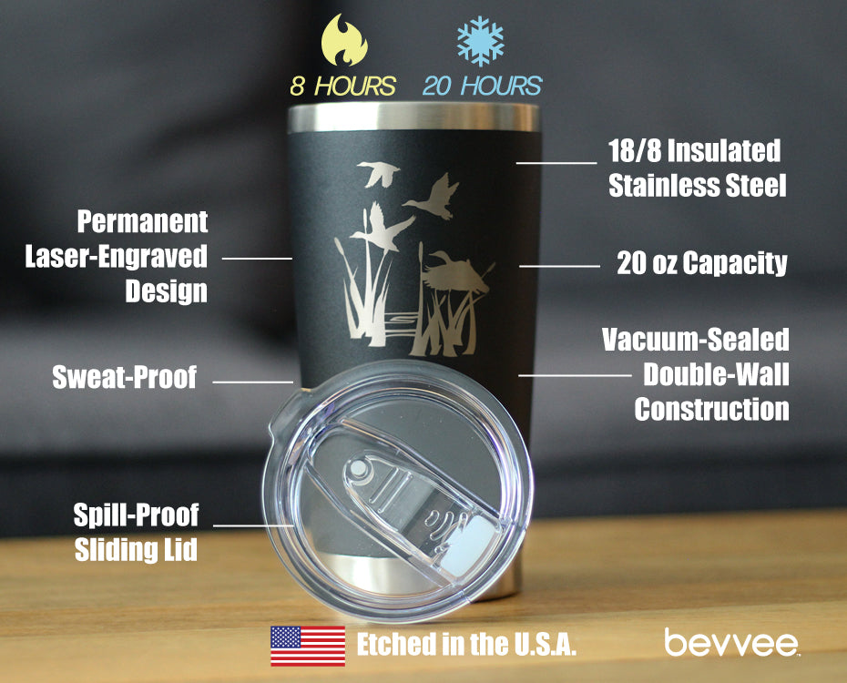 Duck Pond - Insulated Coffee Tumbler Cup with Sliding Lid - Stainless Steel Travel Mug - Unique Duck Gifts for Women and Men