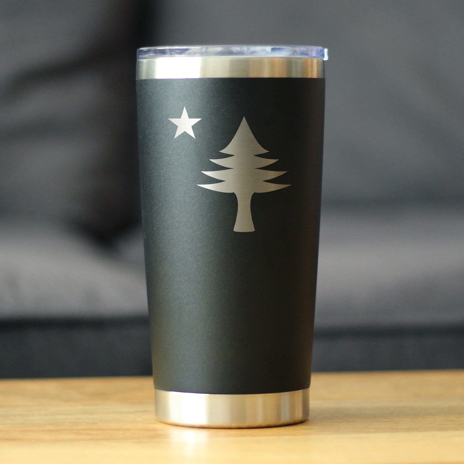 Flag of Maine - Insulated Coffee Tumbler Cup with Sliding Lid - Stainless Steel Travel Mug - Maine Gift for Women and Men Mainers
