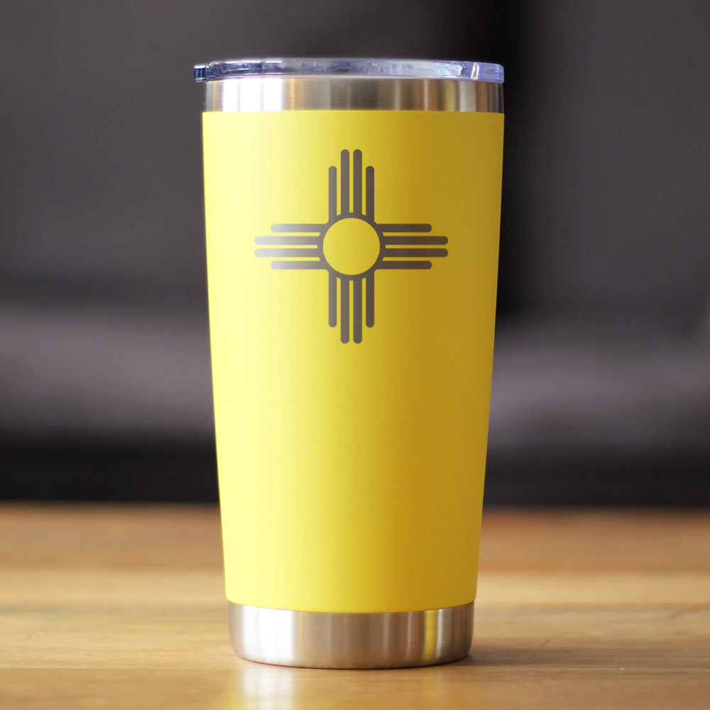 Flag of New Mexico - Insulated Coffee Tumbler Cup with Sliding Lid - Stainless Steel Insulated Mug - New Mexico Themed Gifts for Women and Men