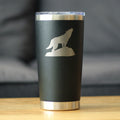Wolf Silhouette - Insulated Coffee Tumbler Cup with Sliding Lid - Stainless Steel Travel Mug - Wolf Gifts for Women and Men