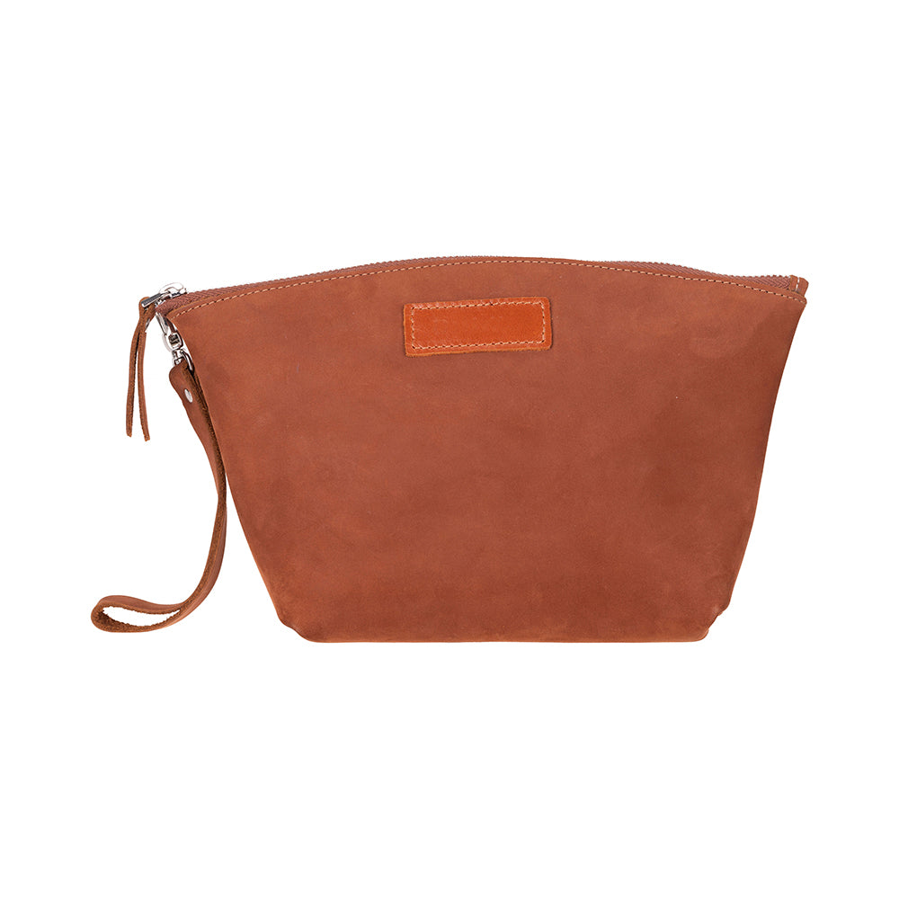 Luna Leather Makeup Bag – Genuine Leather Toiletry & Dopp Kit for Men & Women for Travel Elegance | Minimal & Handcrafted