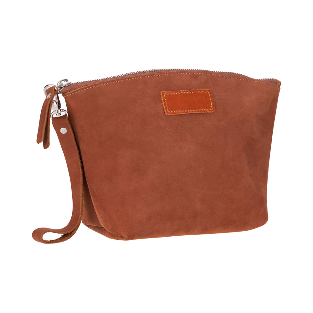 Luna Leather Makeup Bag – Genuine Leather Toiletry & Dopp Kit for Men & Women for Travel Elegance | Minimal & Handcrafted
