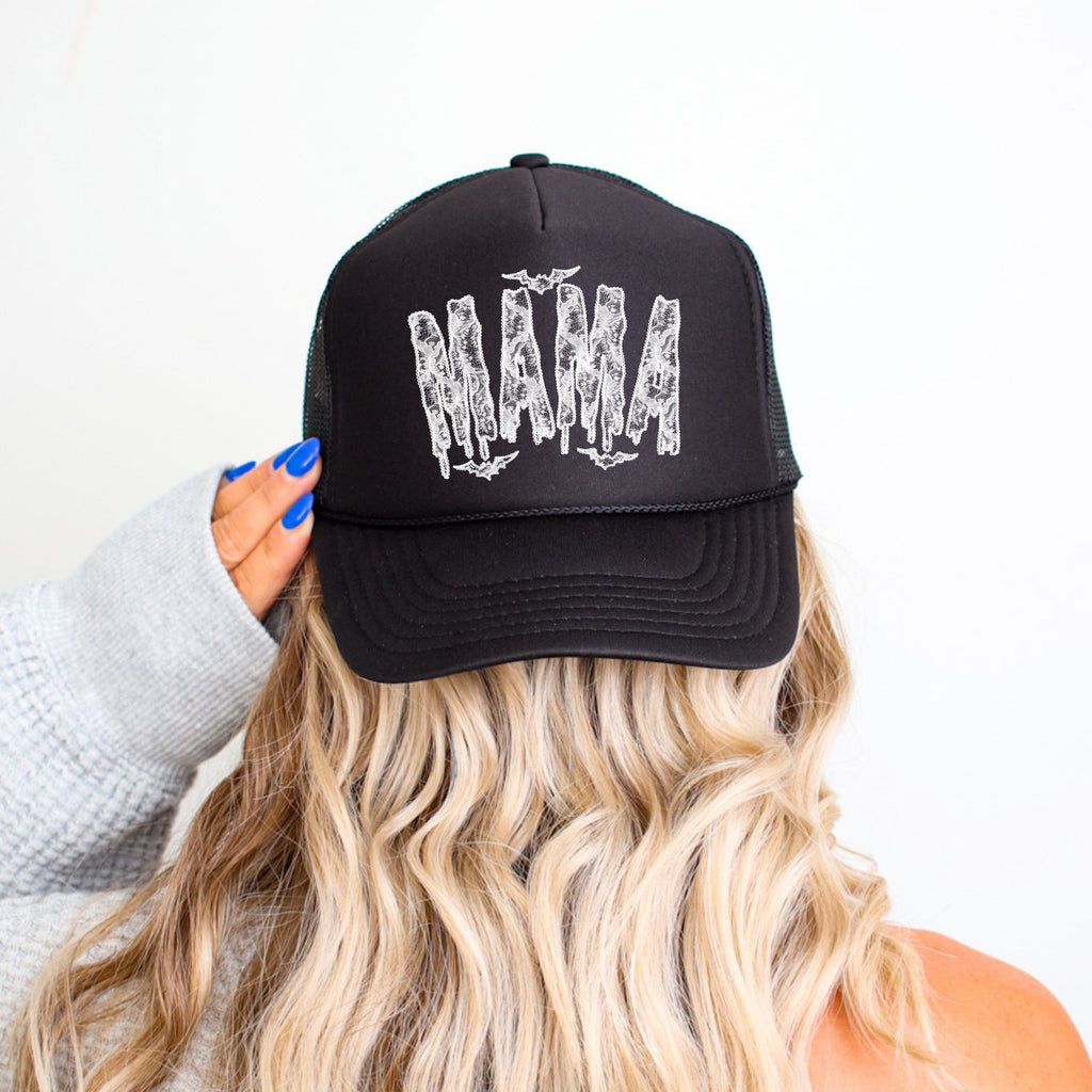 Mama Halloween Faux Lace Spooky Sass Party Ready Ghoulish Glam Statement For Halloween Lovers Trucker Hat