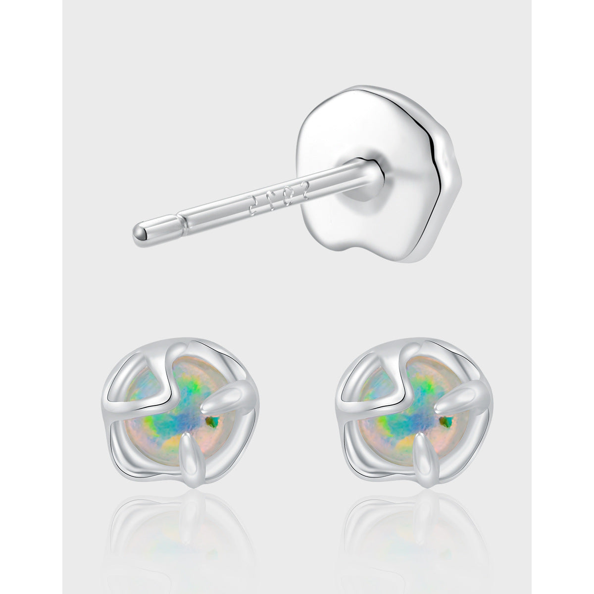Women's Design Cold Style Simple Small Opal Sterling Sier Stud Earrings