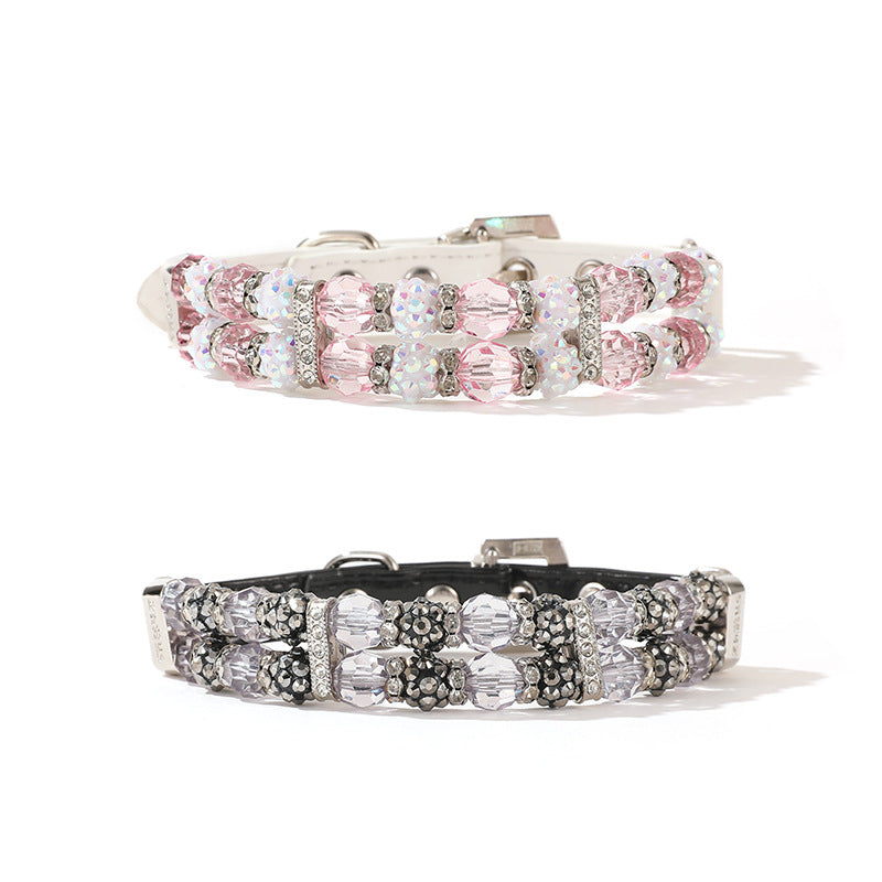 Boutique Beaded Pet Collar & Leash Set – Sparkling Crystal Design